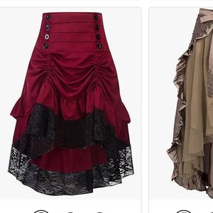 Steam punk ladies skirt Red wine